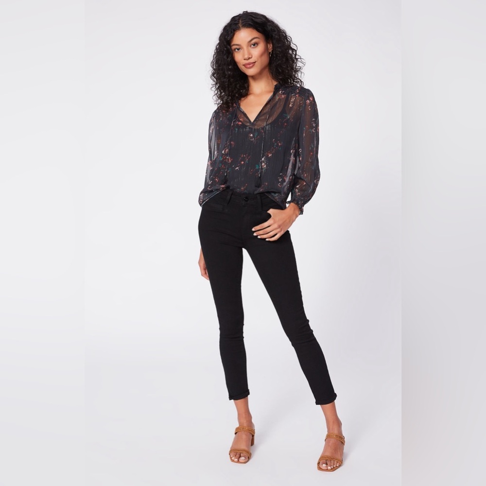 Brand New Paige Sheer Indira Blouse with Tinsel and Weighted Tie